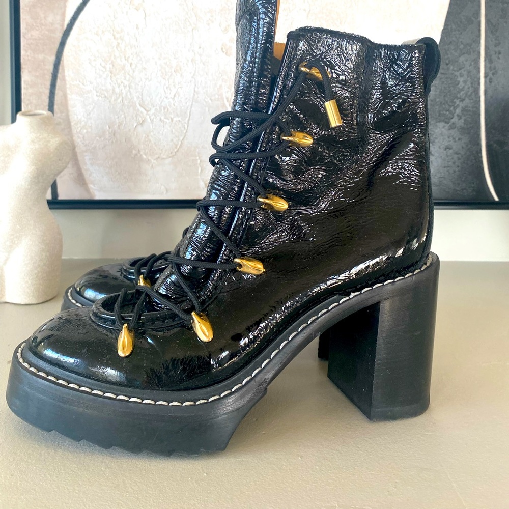 Rag & Bone Blocked Heel Patent Leather Combat Boots
